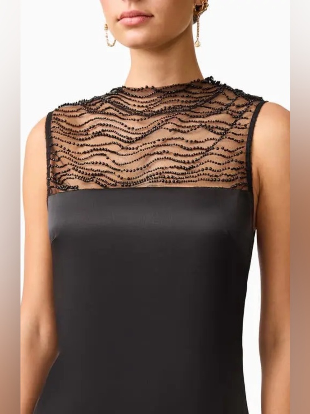 NEW ELLIATT Margot Beaded Black Sleeveless Gown Sz M